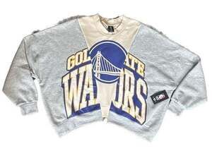 NWT Women's NBA Golden State Warriors Contrast Long Sleeve Crew Sweatshirt XL